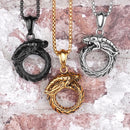 Ouroboros Snake Dragon Mens Long Necklaces Pendants Chain Hip Hop for Boy Male Stainless Steel Jewelry Creativity Gift Wholesale