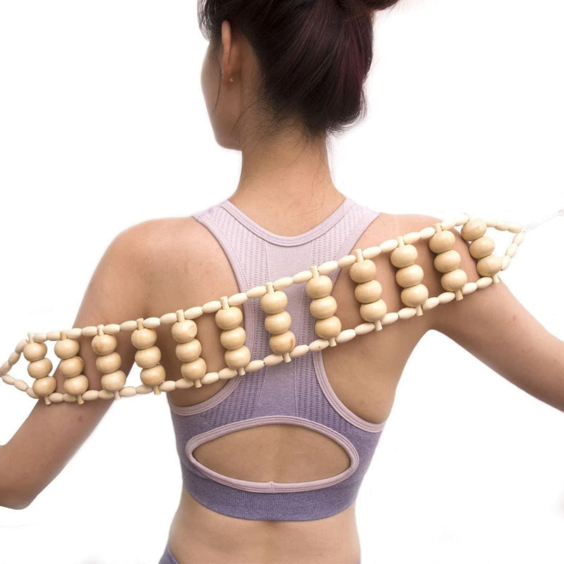 HEAATHH Holz-Rückenmassage-Rollenseil, Holztherapie-Cellulite-Massage-Werkzeuge, Selbstmassage-Werkzeuge zur Linderung von Nacken-Bein-Rückenschmerzen