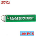 REMOVE BEFORE FLIGHT Wholesale Keychain for Motorcycles and Cars Key Chains Jewelry 100 PCS Aviation Gifts Embroidery Key Chain