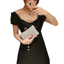 Ladies Evening Party Clutch Bag Evening Clutch Handbag Chain Women Wallet Purse for Cellphone Lipstick Wedding Clutch Silver