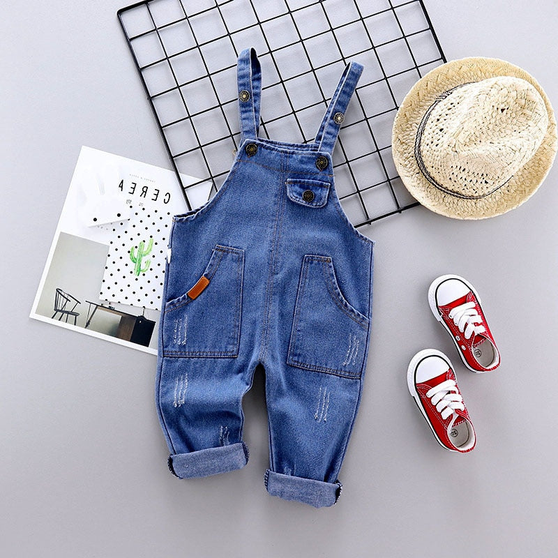 Summer Children Costume Kids Little Girls Overalls Boys Jeans Cotton Denim Baby Clothes Jumpsuit Casual Loose Rompers Dungarees