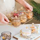 Dried Fruit Salad Plate Snack Dishes Transparent Round Dessert Jar Dish Snacks Grid Food Storage Preserved Tray Box Lid Bowl