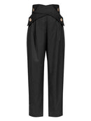 TWOTWINSTYLE Casual Irregular Trousers For Women High Waist Lace Up Button Straight Slim Pants Female Autumn Fashion New 2020