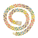 Hip Hop Iced Out Miami Zircon 15MM Bling Cuban Full Pave Rhinestone Collar de hombre Collares de color plateado para hombres Joyería