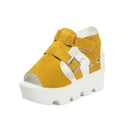 Sandalias de verano para mujer, cuñas, tacón, negro, blanco, zapatos de diseñador informales, calzado, hebilla, correa, punta abierta, plataforma, sandel, zapatos de mujer