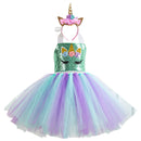 Kids Girls Mermaid Princess Dress Sleeveless Mesh Tutu 3D Flower Hair Hoop Set Children Halloween Theme Party Cosplay Costume