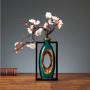 Chinese Style Creativity Ceramic Vase Wooden Frame Retro Openwork Vase Modern Home Flower Arrangement Decoration Flower Vases
