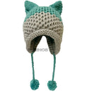 BomHCS Cute Fox Ears Beanie Winter Warm 100% Gorro de punto hecho a mano