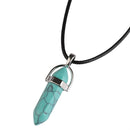 LFPU Natural Stone Pendant Bullet Shape Healing Point Crystal Stone Pendant Necklace Women Jewelry