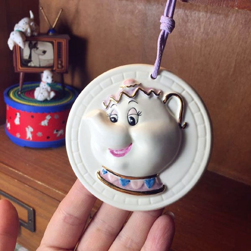 Promotion! Cartoon Beauty And The Beast Tea Set Mrs Potts Teapot Chip Cup Sugar Bowl Cogsworth Pot Coffee Birthday Xmas Gift