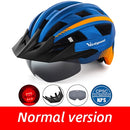 Victgoal Bicycle Helmet LED Moutain Road USB Rechargeable Light Cycling Helmet For Man Sun Visor Goggles Men MTB Bike Headgear