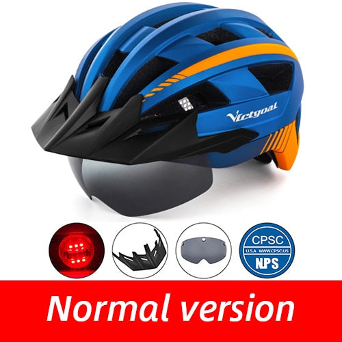 Victgoal casco de bicicleta LED montaña carretera USB recargable luz casco de ciclismo para hombre visera gafas hombres MTB bicicleta casco