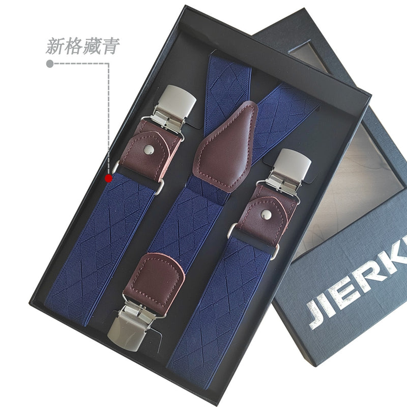 Genuine Leather Men's Suspenders  3/6 Clips Braces Suspensor Adjustable Belt Strap Bretelles Vintage Male Garter For Shirt