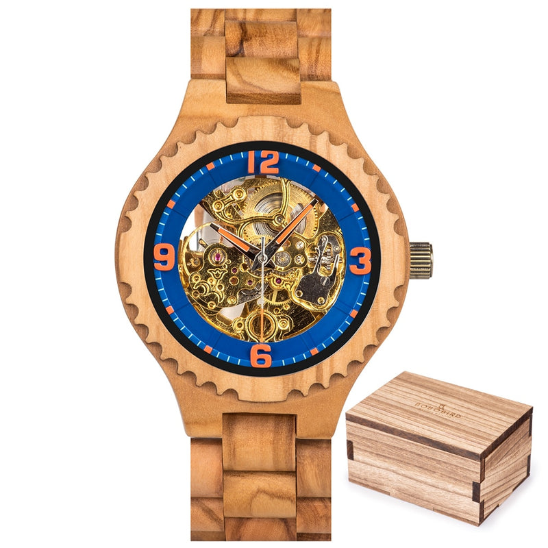 BOBO BIRD Wood Mechanical Watch Men Relogio Masculino Big Mens Watches Top Brand Luxury Timepieces erkek kol saati Dropshipping