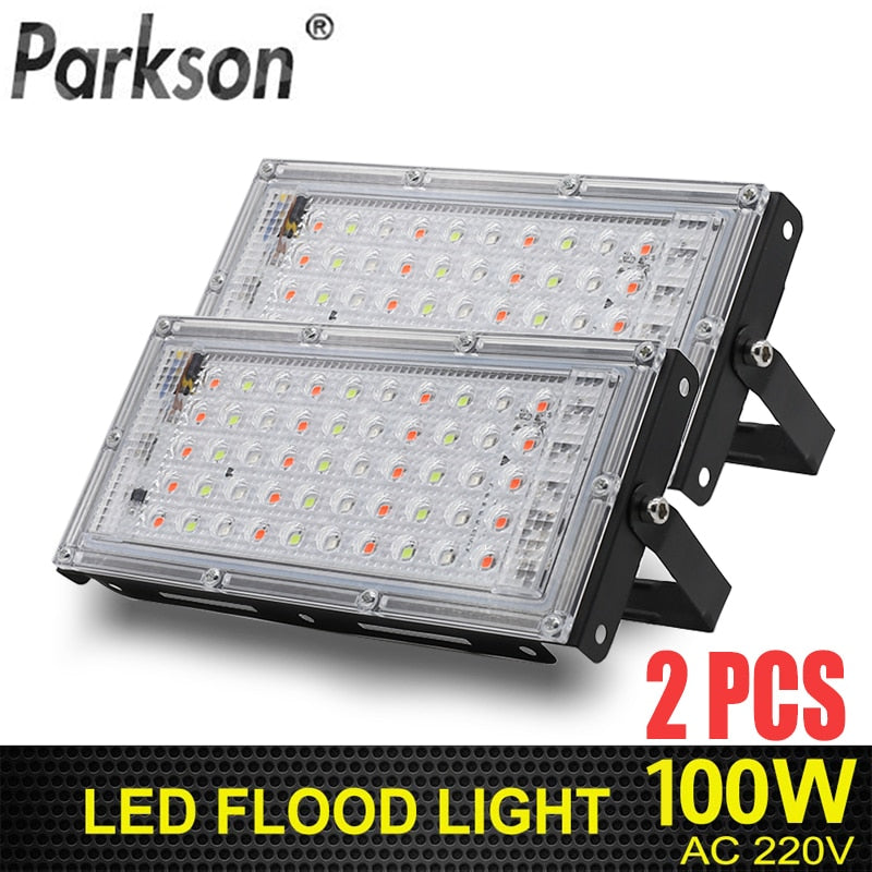 2 uds 50W 100W reflector LED foco LED 220V LED crece la luz PhytoLamp farola lámpara de espectro completo para lámpara de crecimiento de plantas