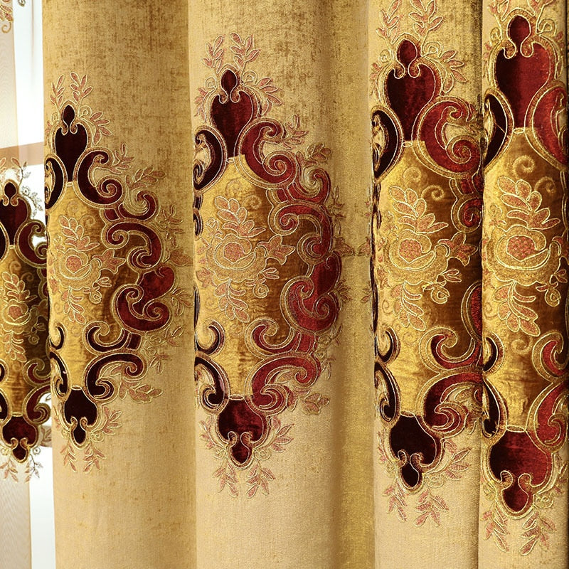 New Curtains for Living Room European Style Villa Blinds Drapes Embroidery Window Door Curtains for Dining Room Bedroom Valance