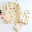 Langärmlige Herbst- und Winterhose im neuen japanischen Stil, reine Baumwollluftbaumwolle, warmer Damenpyjama, Nachtwäsche für den Heimservice