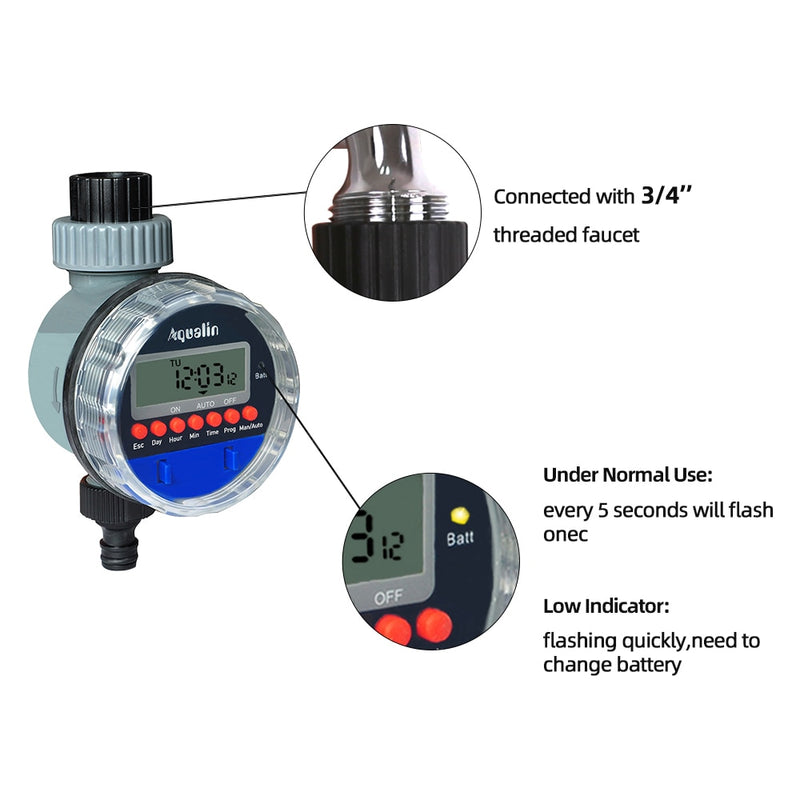 2pcs  Electronic LCD Display Home  Ball Valve  Water Timer Garden Irrigation Watering Timer Controller System