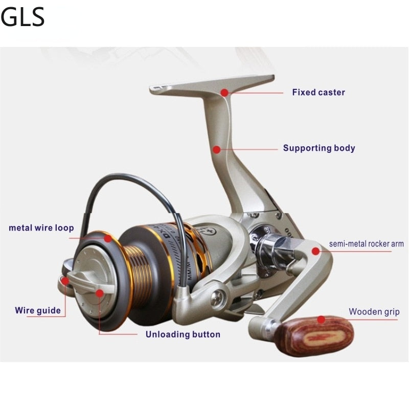 Double Spool Fishing coil Wooden handshake 12+ 1BB Spinning Fishing Reel Professional Metal Left/Right Hand  Fishing Reel Wheels