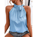 Summer Sexy Off Shoulder Halter Lacing Chiffon Women's Blouses Elegant Fashion Solid Sleeveless Shirt Pullover Vest Tops Women