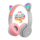 Auriculares inalámbricos Oreja de Gato con micrófono Blue-tooth Glow Light Stereo Bass Cascos Niños Gamer Girl Regalos PC Phone Gaming Headset
