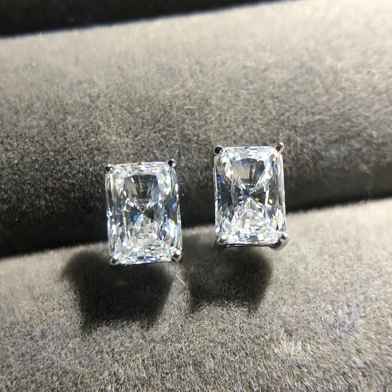 PANSYSEN 100% Plata de Ley 925 2ct pendientes de tuerca de diamante de moissanita simulada para mujer compromiso de boda regalo de joyería fina