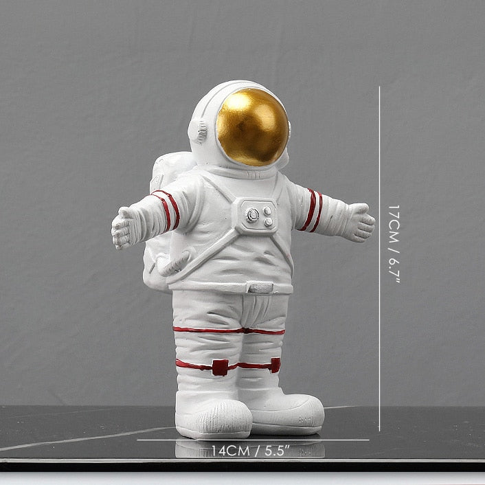 Figuritas de astronauta de resina, astronauta de moda con escultura de Luna, miniaturas decorativas, estatuas de cosmonauta, regalo para hombre y novio
