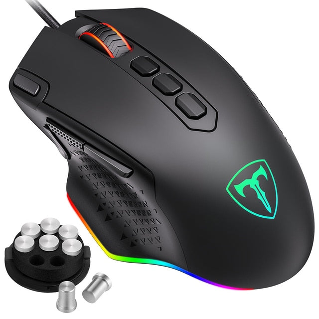 PICTEK PC257 Gaming Mouse Wired 12000 DPI Ergonomic Mouse USB With RGB Backlit 10 Programmable Buttons For Computer Gamer Mice