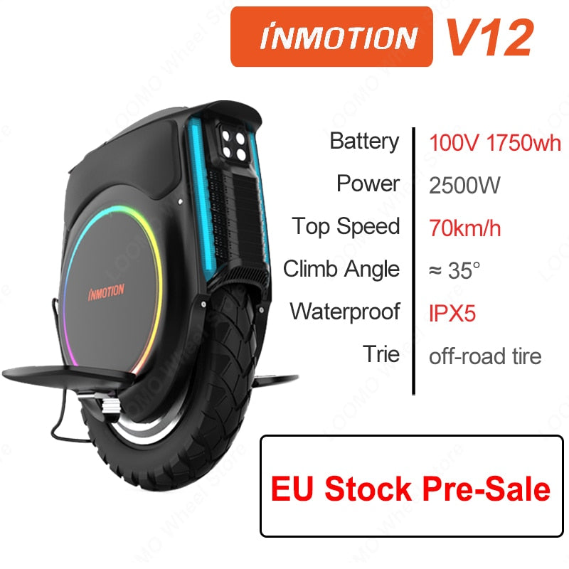 FrEU Stock Preventa INMOTION V12 Pantalla táctil multifuncional 100V 1750wh Alta velocidad Alta versión de alto par Inmotion V12