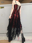 InsGoth Retro Sexy V Neck Black Dress Goth Aesthetic High Waist Party Dress Grunge Spaghetti Straps Backless Lady Party Outfits