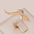 Kinel New Fine Hyperbole Curve Women Rings White Round Micro Wax Inlay Natural Zircon 585 Rose Gold Fashion Jewelry Unique Ring