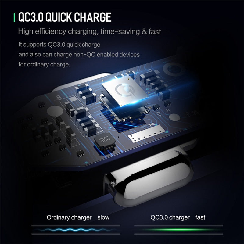Cargador de coche USB Dual con pantalla LED Digital QC 3,0 de Metal para teléfono móvil, cargador Usb rápido para iPhone, Samsung, Xiaomi y Huawei