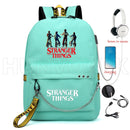 Nueva mochila Stranger Things HELLFIRE, mochila multifunción de lona de viaje con carga USB para estudiantes, mochila escolar para adolescentes, niños y niñas