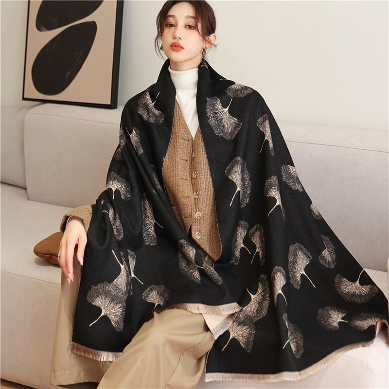 Luxury Horse Print Scarf Women Cashmere Winter Warm Scarves Brand Pashmina Shawls Lady Wraps Bufanda Thick Bandana