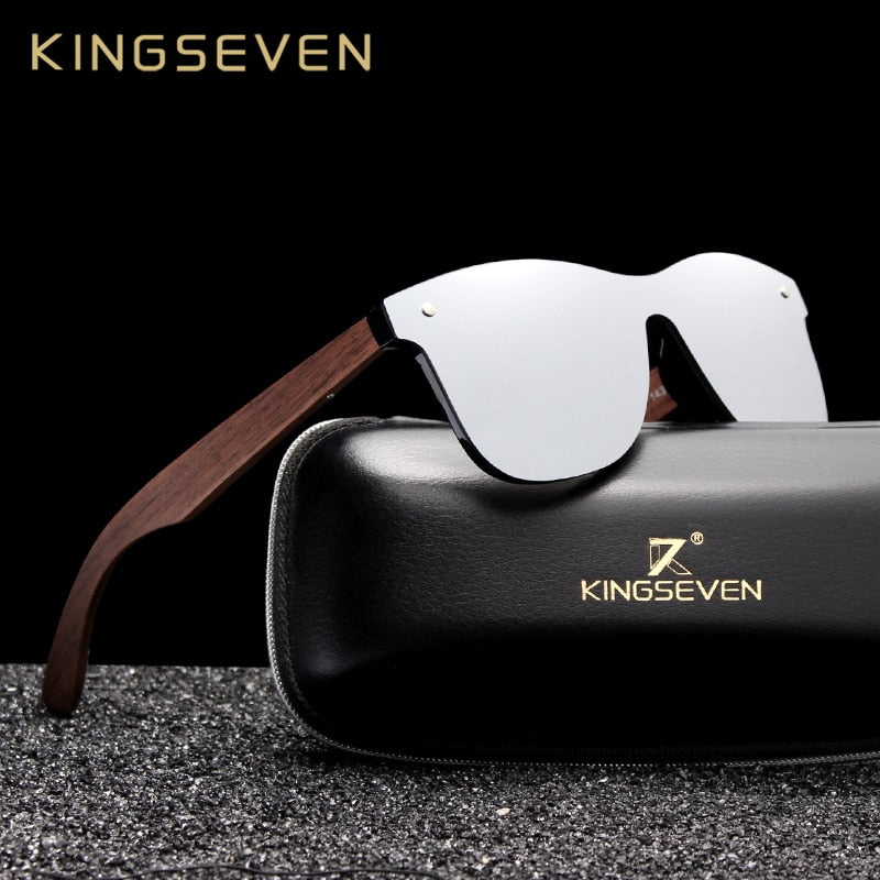 KINGSEVEN 2021, gafas de sol de lujo de madera de nogal, gafas de sol polarizadas de diseñador de marca de madera sin montura, gafas de sol cuadradas con espejo para mujeres/hombres