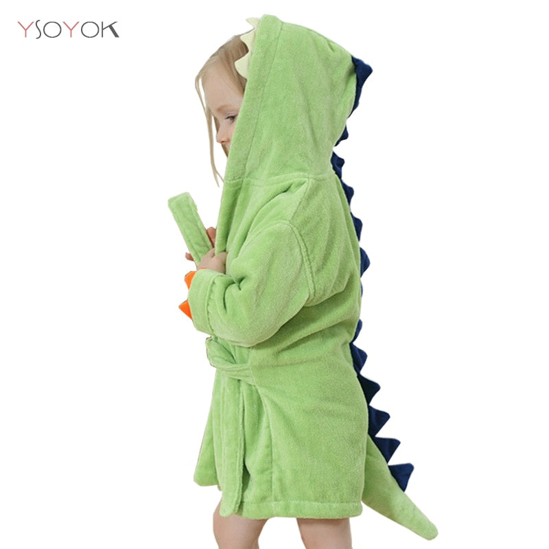 Cartoon Dinosaur Children Bathrobes Baby Kids Pajamas Hooded Beach Towel Bathrobe Soft Bath Robe Toddler Boys Girls Robes Gown