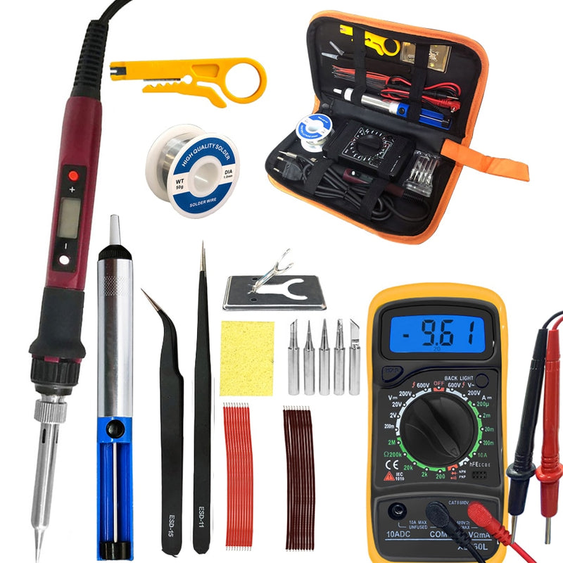 80W Digital Electric Soldering Iron 220V 110V Temperature  Adjustable LCD display Solder welding iron tool kit  Tips 60W/80W