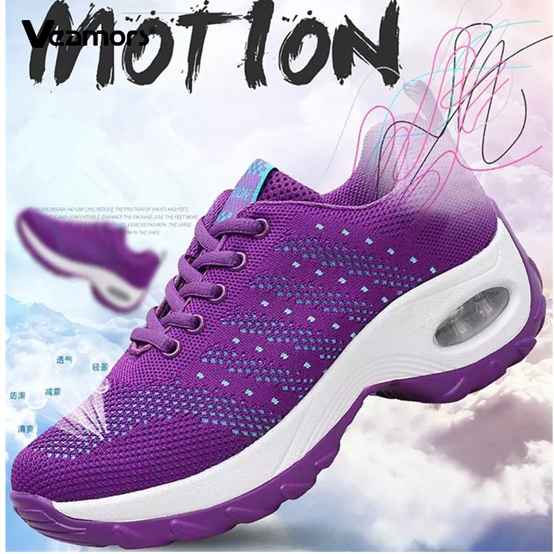 Women Sneakers Mesh Running shoes Ladies Walking Dancing Sport Shoes Outdoor Air Cushion Breathable Footwear Lace up Sneakers