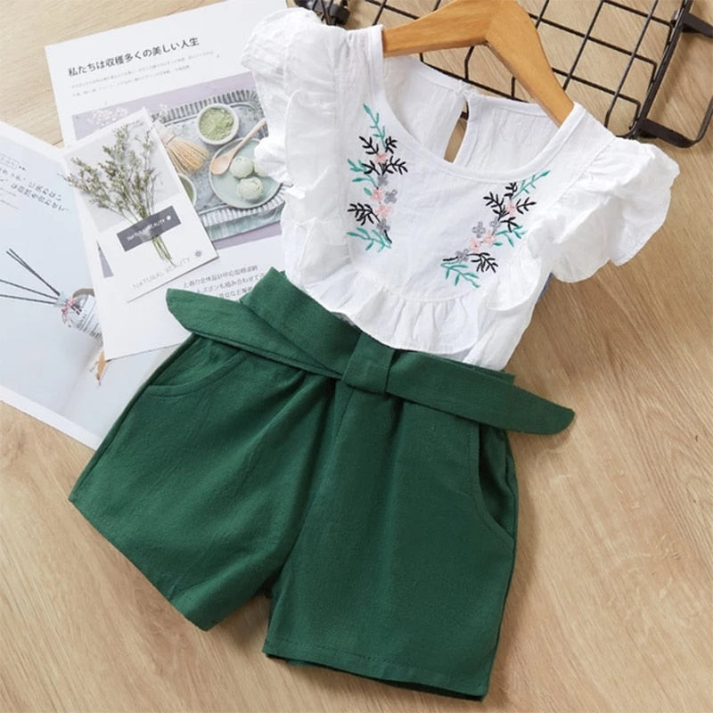 Bear Leader Girls Clothing Sets New Summer Sleeveless T-shirt+Print Bow Skirt 2Pcs for Kids Clothing Sets Baby Clothes Outfits