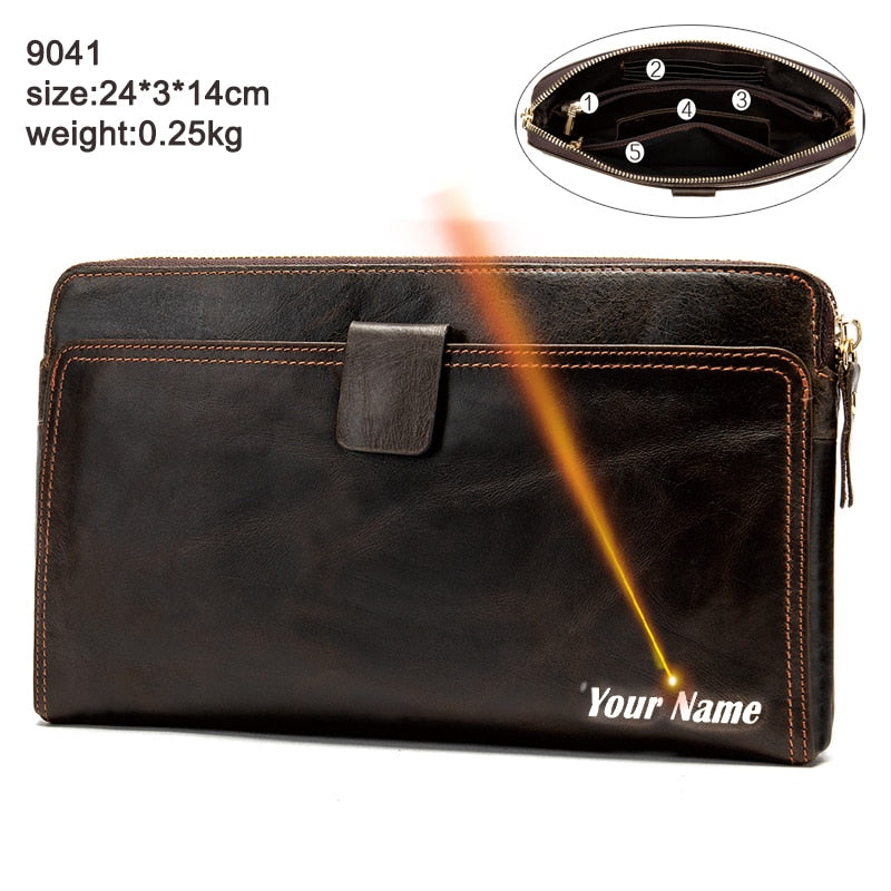 WESTAL Men's Wallet Genuine Leather Clutch Bag Men's Purse Leather Wallet for Credit Card Phone Wallets for Passport Coin Purses