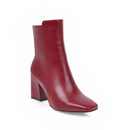 Women Side Zipper Мартин сапоги Comfortable Mid Heel Ankle Boots Fashion Warm Winter Shoes Black Red White Women Boots