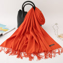 2022 Winter Scarf Solid Thick Women Cashmere Scarves Neck Head Warm Hijabs Pashmina Lady Shawls And Wraps Bandana Tassel