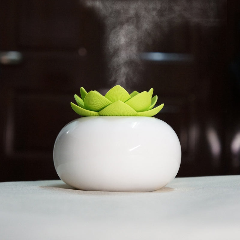 200ml Cute Flower Essential Oil Diffuser Decorative Aromatherapy Diffusor Lotus Ceramic Humidifier Crafts USB 12 Hours