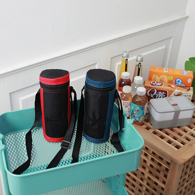 SANNE 600D Polyester Oxford Cooler Bag Round Insulated Thermal Bag Ice Water Bottle Ice Pack Can Be Portable Lunch Bag