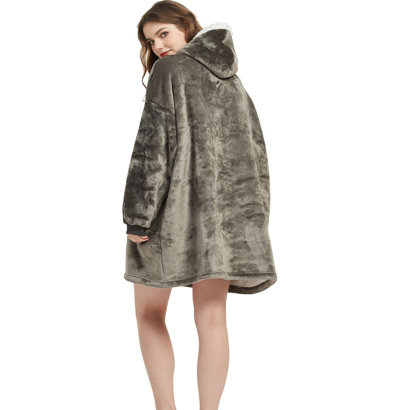 Manta cálida de invierno con capucha, mantas grandes de felpa de microfibra con mangas, sudaderas suaves, mantas con capucha portátiles