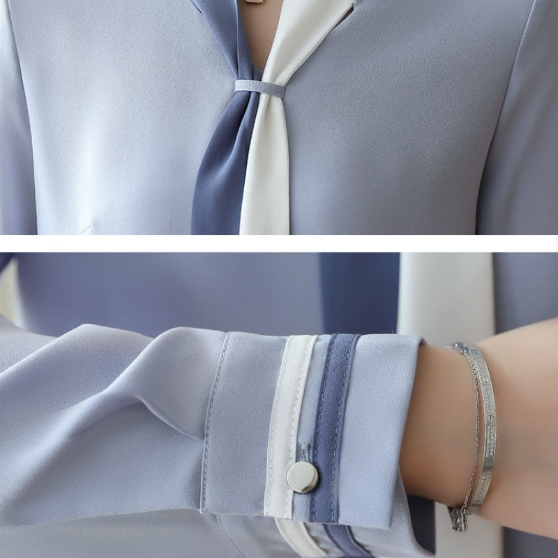 clothe OL office Women Tops and Blouse Vintage Long Sleeve Chiffon Tops Blusas Mujer De Moda 2022 Elegant Autumn blouses