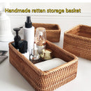 Handgeflochtener Rattan-Korb, Obstkorb, Teekorb, Snackkorb, Brotkorb, Kosmetikaufbewahrung, rechteckige Aufbewahrungsbox, Haushalts-Küchenbedarf