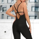 Damen Neckholder Long Jumpsuits Skinny Backless Sleeveless Workout Overalls Trainingsanzug Sportswear Fashion Yoga Suit Gym Sport Set