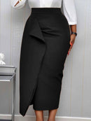 Women Bodycon Pencil Skirts High Waist Slim Midi Modest Classy Female Package Hip Jupes Falad Officewear Elegant Femme Fashion