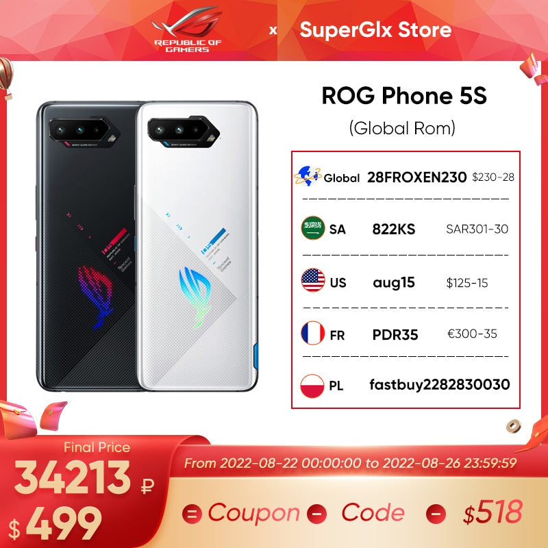 Global Rom Asus ROG teléfono 5Pro ROG 5S 5G teléfono para juegos 144Hz pantalla Snapdragon 888 Plus 6000mAh carga rápida 65W Smartphone